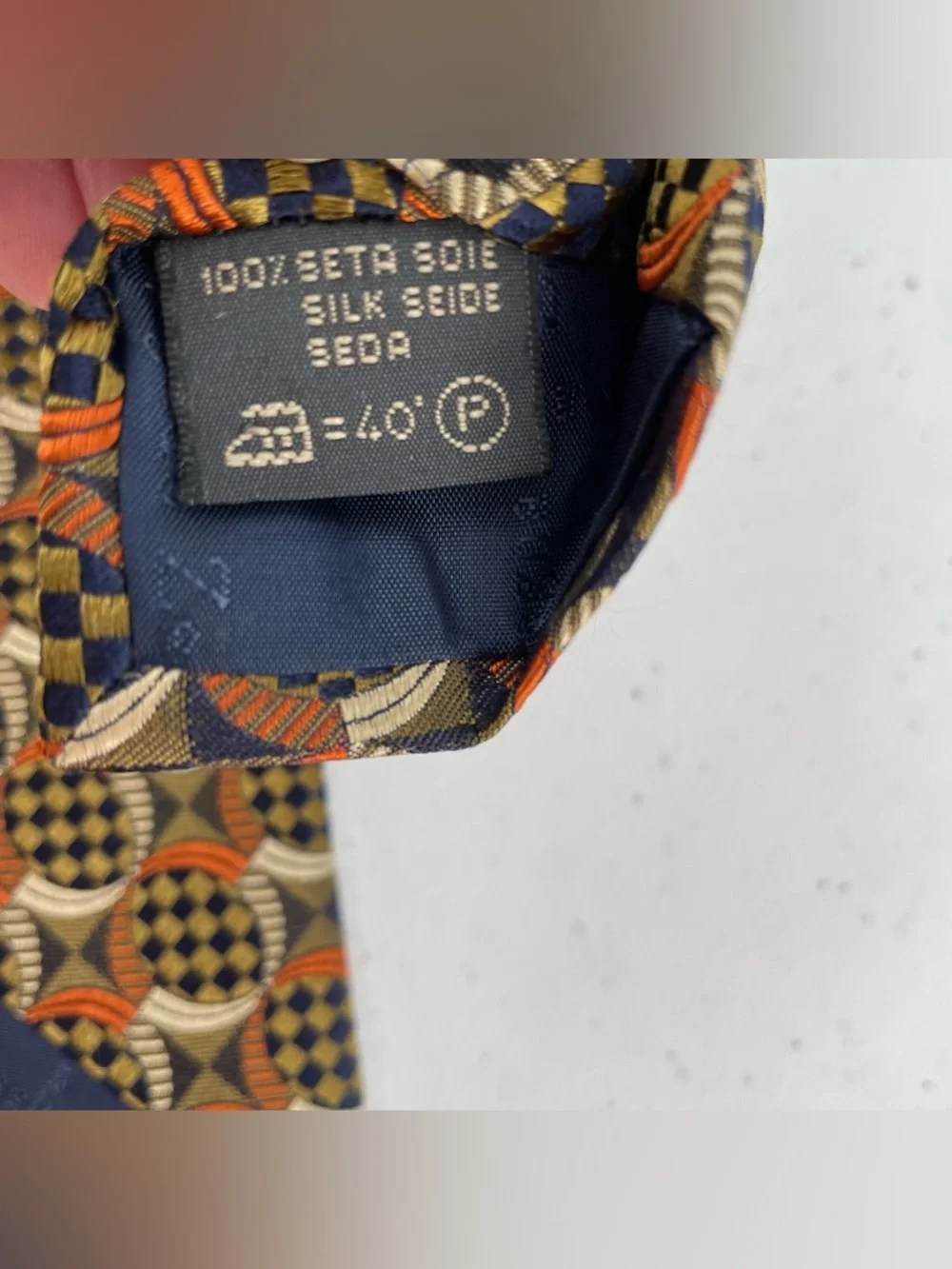 Ermenegildo Zegna Checkboard Circular Geometric Italian Made Woven Silk Tie Work